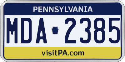 PA license plate MDA2385