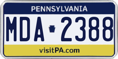 PA license plate MDA2388
