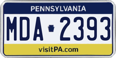 PA license plate MDA2393