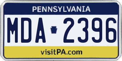 PA license plate MDA2396