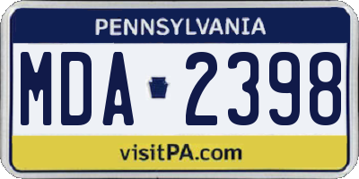 PA license plate MDA2398