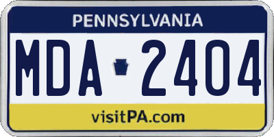 PA license plate MDA2404