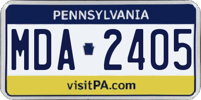 PA license plate MDA2405