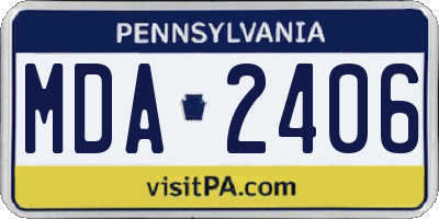 PA license plate MDA2406