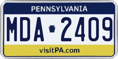 PA license plate MDA2409