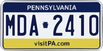 PA license plate MDA2410
