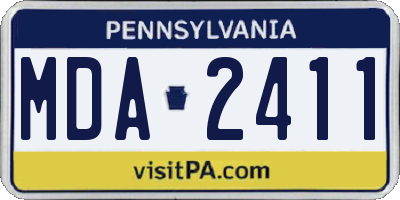 PA license plate MDA2411