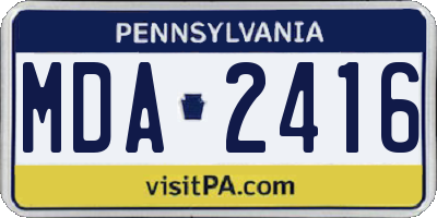 PA license plate MDA2416