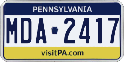 PA license plate MDA2417