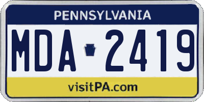 PA license plate MDA2419