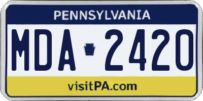 PA license plate MDA2420