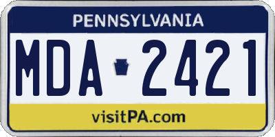 PA license plate MDA2421