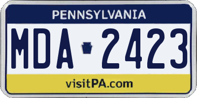 PA license plate MDA2423