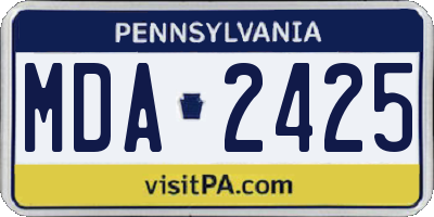 PA license plate MDA2425