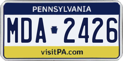 PA license plate MDA2426