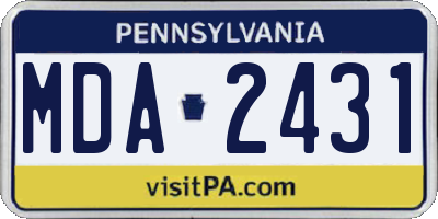 PA license plate MDA2431