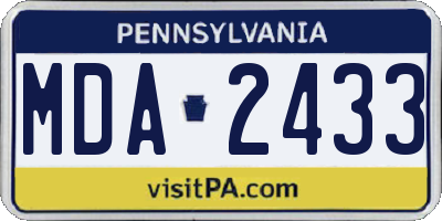 PA license plate MDA2433