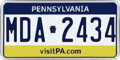 PA license plate MDA2434