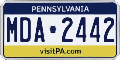 PA license plate MDA2442