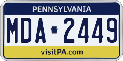 PA license plate MDA2449