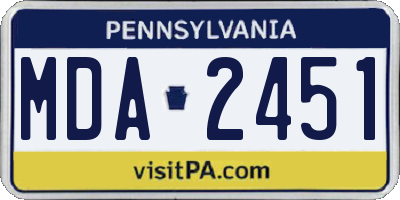PA license plate MDA2451