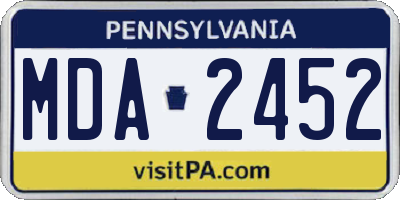 PA license plate MDA2452
