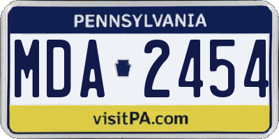 PA license plate MDA2454