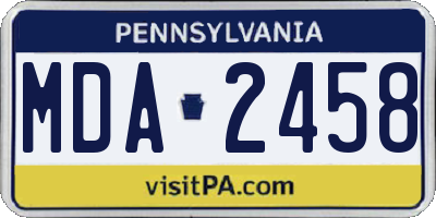 PA license plate MDA2458