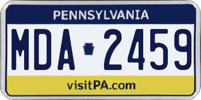 PA license plate MDA2459