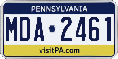 PA license plate MDA2461