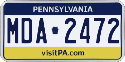 PA license plate MDA2472