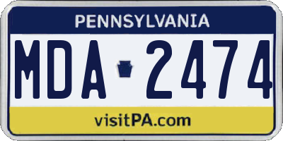 PA license plate MDA2474