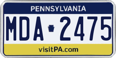 PA license plate MDA2475