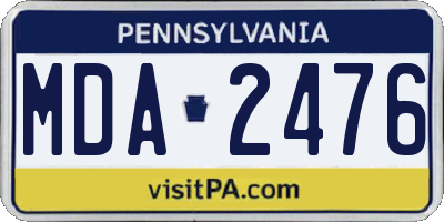 PA license plate MDA2476