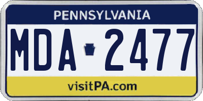 PA license plate MDA2477