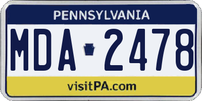 PA license plate MDA2478