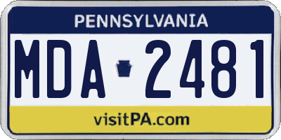PA license plate MDA2481