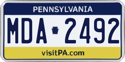 PA license plate MDA2492