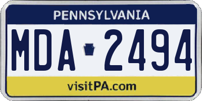 PA license plate MDA2494