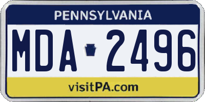PA license plate MDA2496
