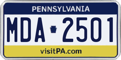 PA license plate MDA2501