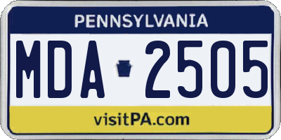 PA license plate MDA2505