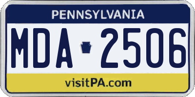 PA license plate MDA2506