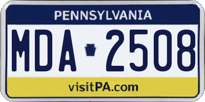 PA license plate MDA2508