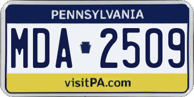 PA license plate MDA2509