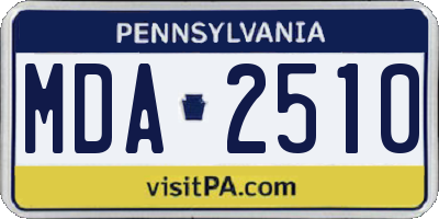 PA license plate MDA2510