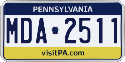 PA license plate MDA2511