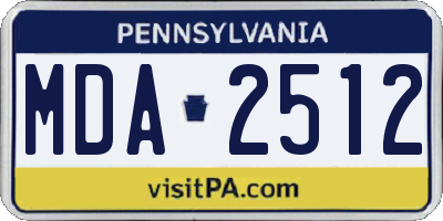 PA license plate MDA2512