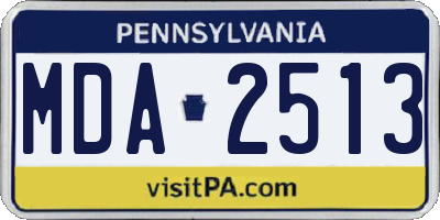 PA license plate MDA2513
