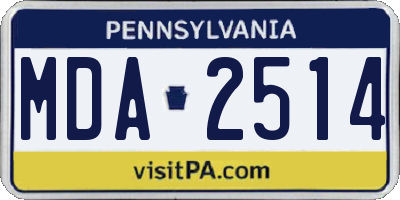 PA license plate MDA2514